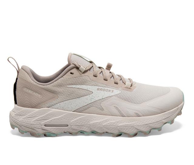 Women's Brooks Cascadia 17 Trail Running Shoes in Taupe/White color