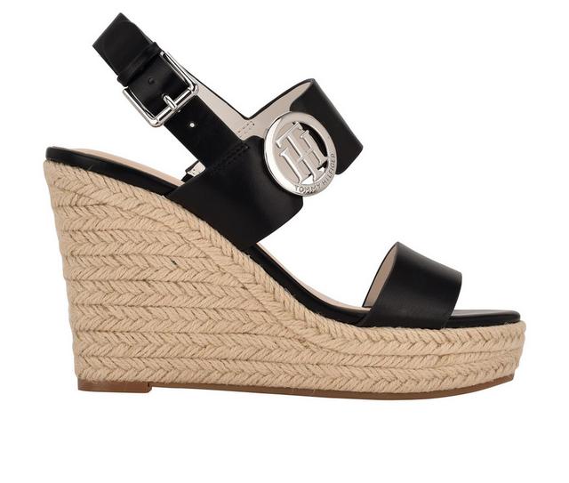 Women's Tommy Hilfiger Kahdy Espadrille Wedge Sandals in Black color