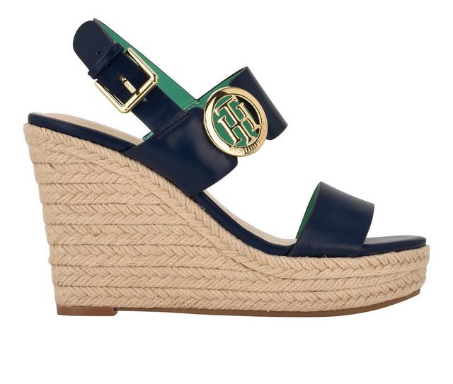 Women's Tommy Hilfiger Kahdy Espadrille Wedge Sandals in Navy color