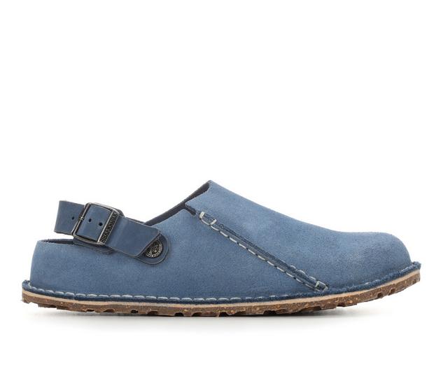 Women's Birkenstock Lutry 365 Suede Clogs in Elemental Blue color