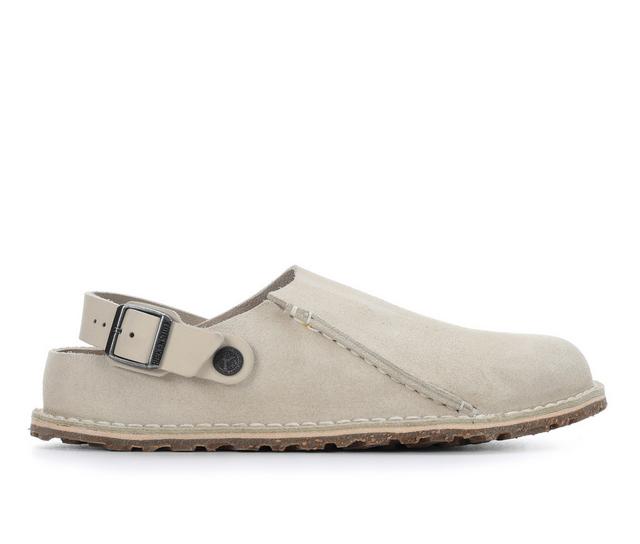Women's Birkenstock Lutry 365 Suede Clogs in Eggshell color