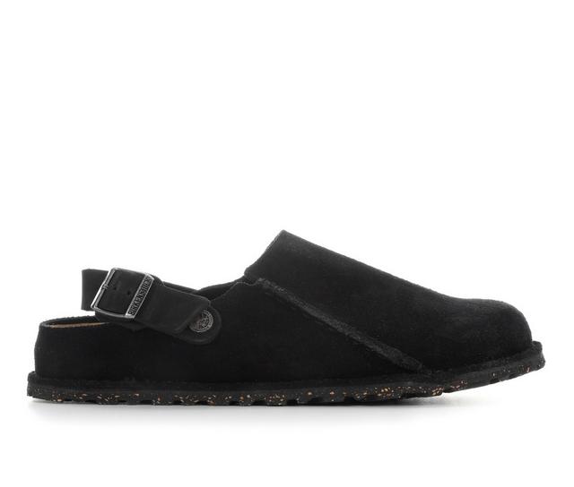 Women's Birkenstock Lutry 365 Suede Clogs in Black color