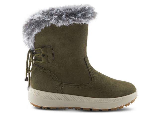 Women's Flexus Snowbird Waterproof Winter Boots in Olive Green color