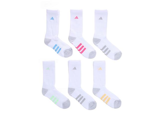 Adidas 6 Pack Cushioned Crew Socks in White M color