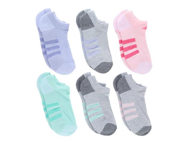 Adidas Girls 6p Cushioned No Show in Multi Pstl 2y-5 color