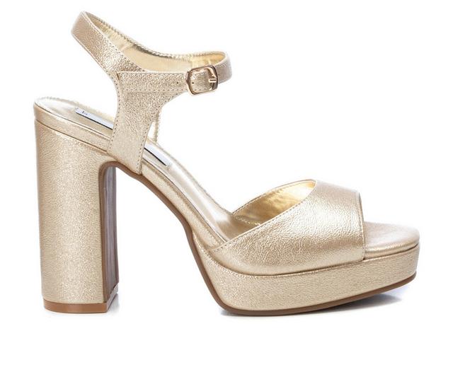 Women's Xti Paisley Platform Heeled Dress Sandals in Gold color