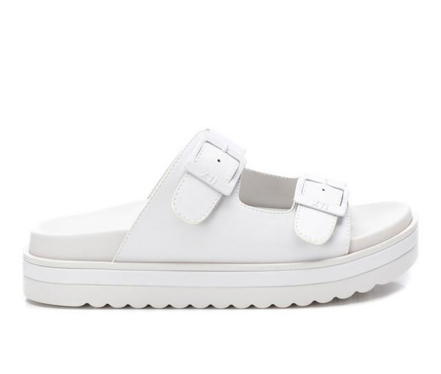 Women's Xti Spring Platform Footbed Sandals in White color