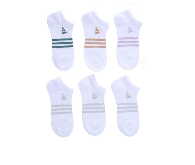 Adidas 6p Women's Superlite No Show Socks in White W/ Pop color