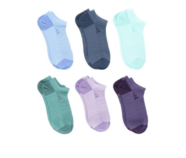 Adidas 6p Women's Superlite No Show Socks in Purple/Teal color
