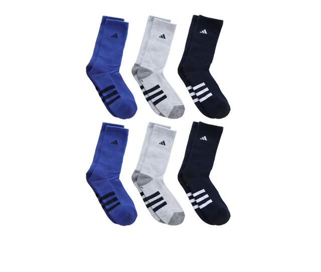 Adidas 6 Pack Athletic Cushioned Crew Socks in Heather Navy color