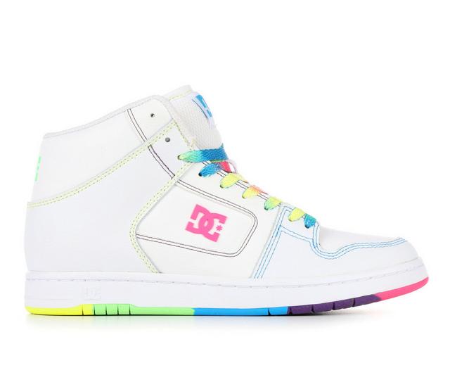 Girls' DC Little Kid & Big Kid Manteca 4 High Top Sneakers in White/Rainbow color