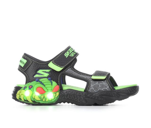 Boys' Skechers Little Kid & Big Kid Creature Spalsh Light-up Sandals in Black/Lime color