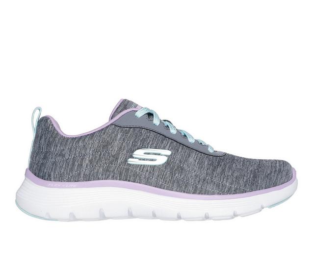 Women's Skechers Flex Appeal 5.0 Sneakers in Grey/Purple/Blu color