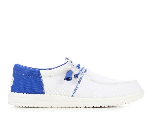 Men's HEYDUDE Wally Tri Sport Casual Shoes in White/Blue color