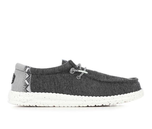 Men's HEYDUDE Wally Coastline Casual Shoes in Black/White color