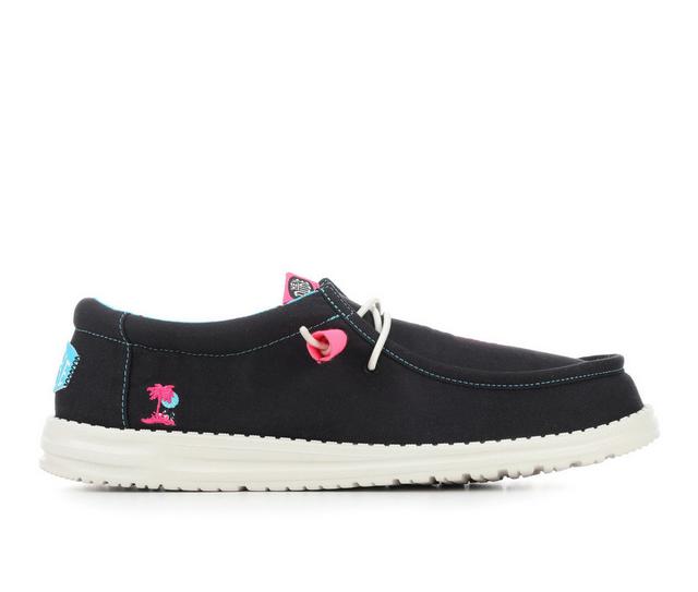Men's HEYDUDE Wally Spring BreakR Pool Party Casual Shoes in Black/Fuchsia color