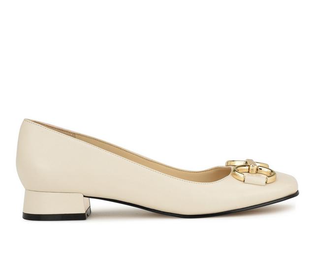 Women's Nine West Works Low Heel Pumps in Cream Leather color