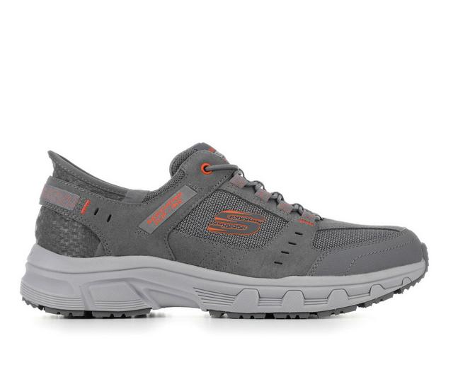 Men's Skechers 237450 Oak Canyon Slip-Ins Walking Shoes in Grey/Orange color