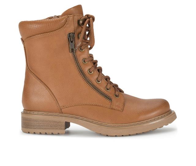 Women's Baretraps Holden Combat Booties in Dark Cognac color