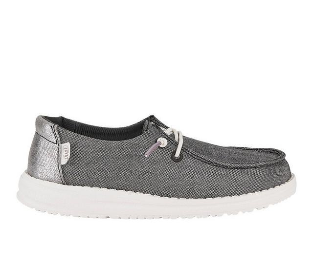 Kids' HEYDUDE LittleKid & BigKid Wendy Youth Metallic Casual Shoes in Charcoal color