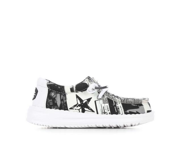 Boys' HEYDUDE Toddler Wally Boombox Casual Shoes in White/Black color