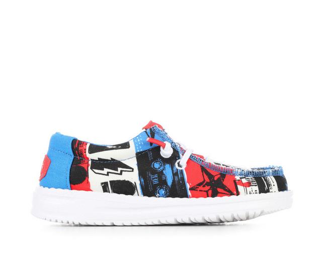 Boys' HEYDUDE Toddler Wally Boombox Slip-on Shoes in Red/White/Blue color