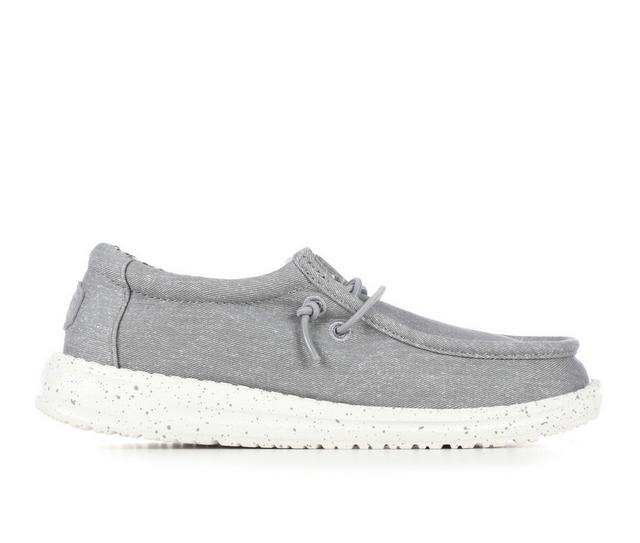 Kids' HEYDUDE Little Kid & Big Kid Wally Youth Canvas Casual Shoes in Light Grey color