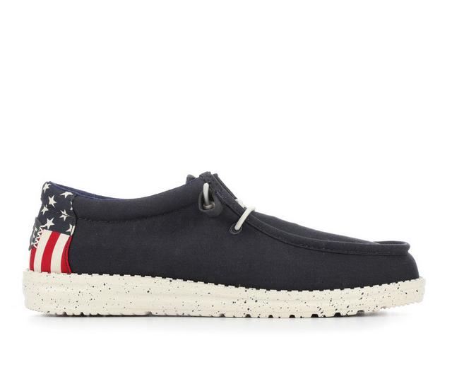 Boys' HEYDUDE Little Kid & Big Kid Wally Americana Casual Shoes in Navy/White color