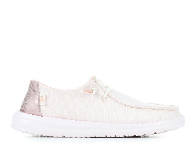 Girls' HEYDUDE Wendy Youth Sugar Shine 11-6 Casual Shoes in Pink color