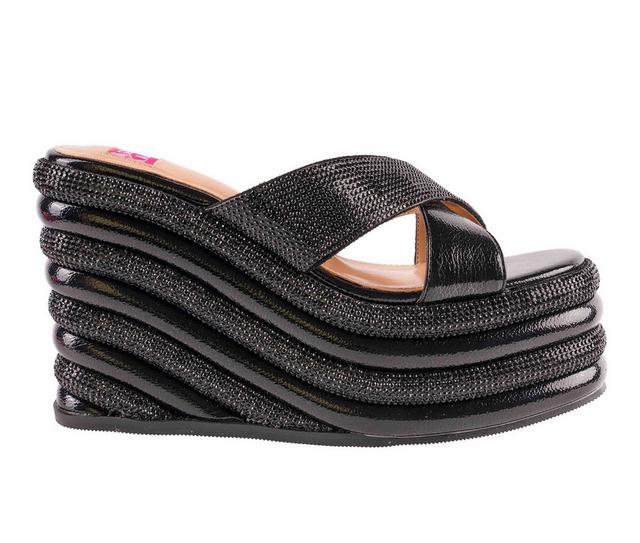 Women's Ashley Kahen Carnival Platform Wedge Sandals in Black color
