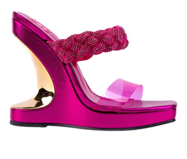 Women's Ashley Kahen Melrose Wedge Sandals in Fuschia color