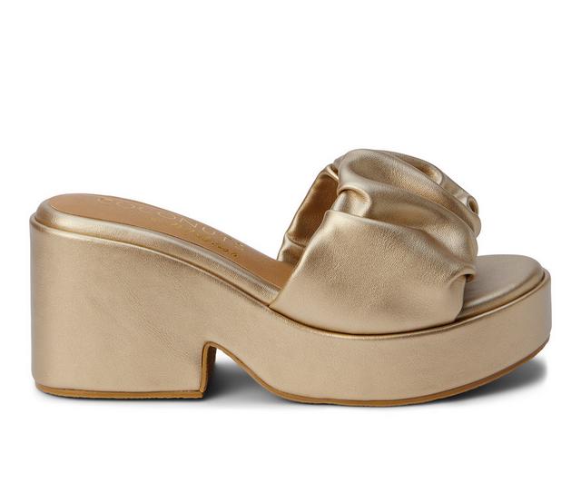 Women's Coconuts by Matisse Rue Platform Wedge Sandals in Gold color