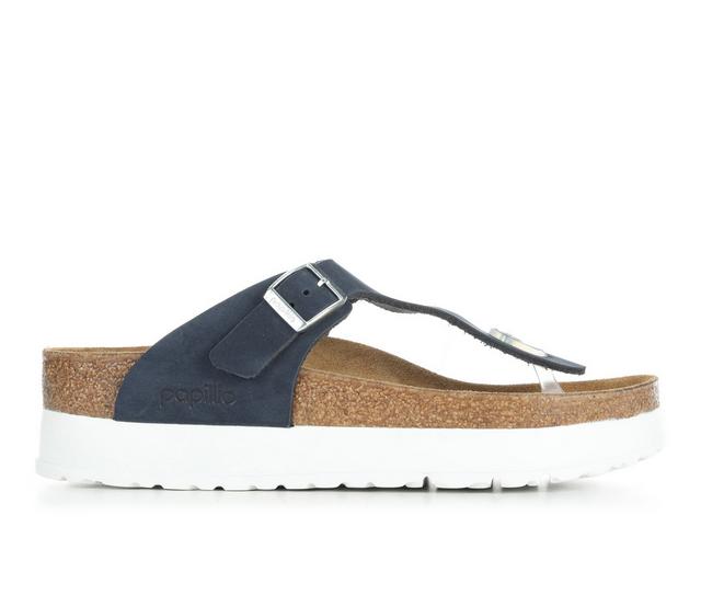 Women's Birkenstock Papillio by Birkenstock Gizeh Platform Footbed Sandals in New Navy color