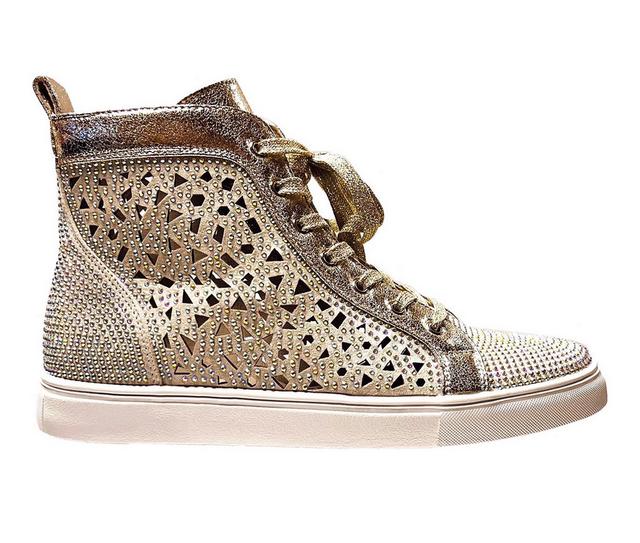 Women's Lady Couture New York High Top Fashion Sneakers in Gold color