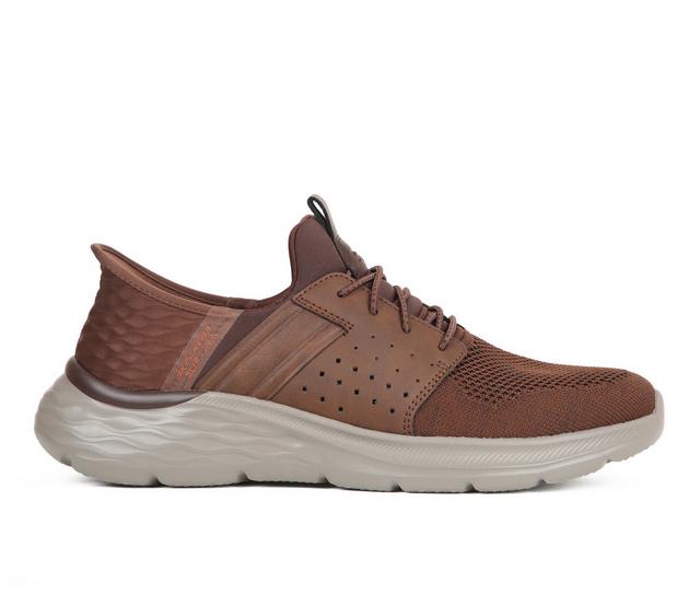 Men's Skechers 210803 Garner-Newick Casual Shoes in Dark Brown color