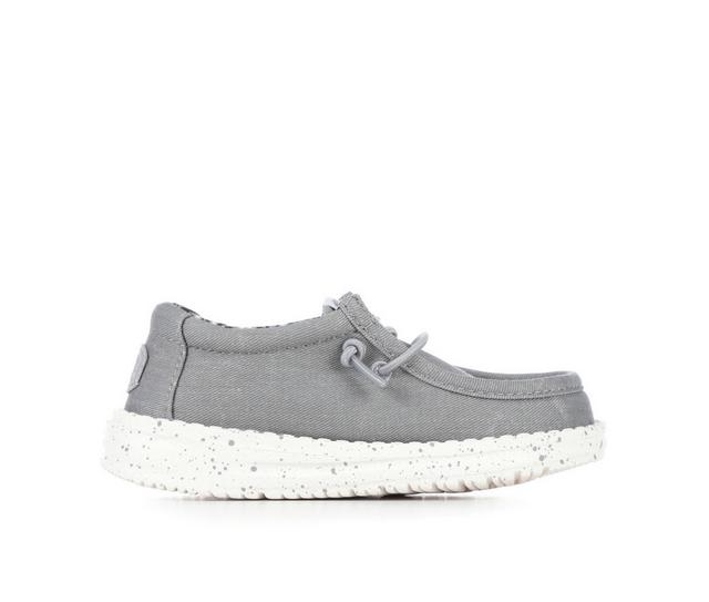 Kids' HEYDUDE Toddler Wally Canvas Casual Shoes in Light Grey color
