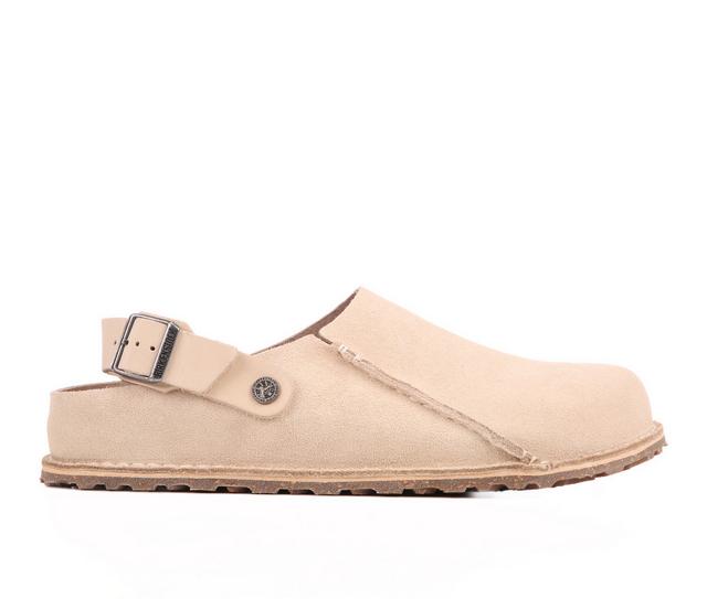 Men's Birkenstock Lutry 365 Suede Slip-On Shoes in Eggshell color