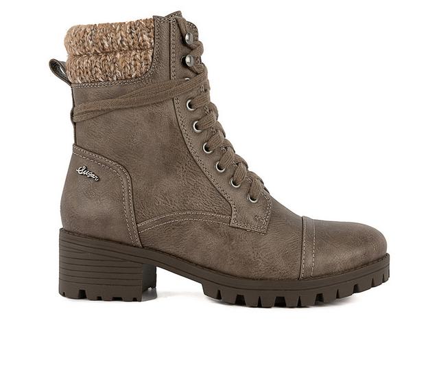 Women's Sugar Oraura Heeled Combat Boots in Taupe color