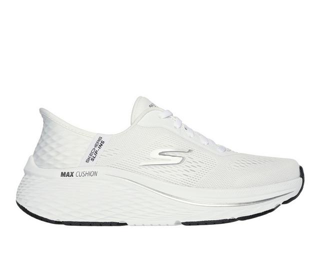 Women's Skechers Max Cush Elite 2 Slip In Running Shoes in White Black color