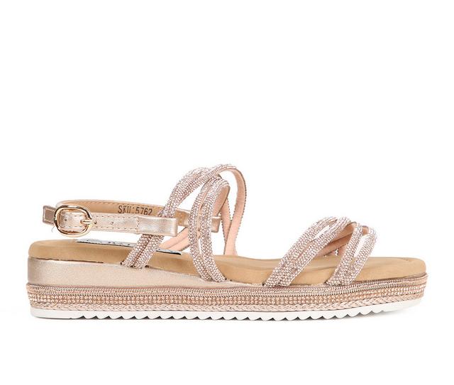 Girls' Badgley Mischka Little Kid & Big Kid Multi Band Sandals in Rose Gold color