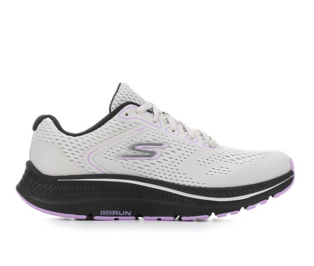 Women's Skechers Go Go-Run Consistent 2.0 Running Shoes in Lt Gry/Blk/Purp color