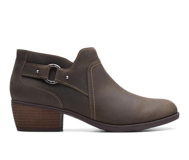 Women's Clarks Charlten Grace Booties in Taupe Oily Lea color