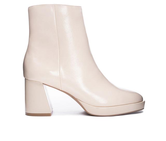 Women's Chinese Laundry Dodger Heeled Booties in Cream color