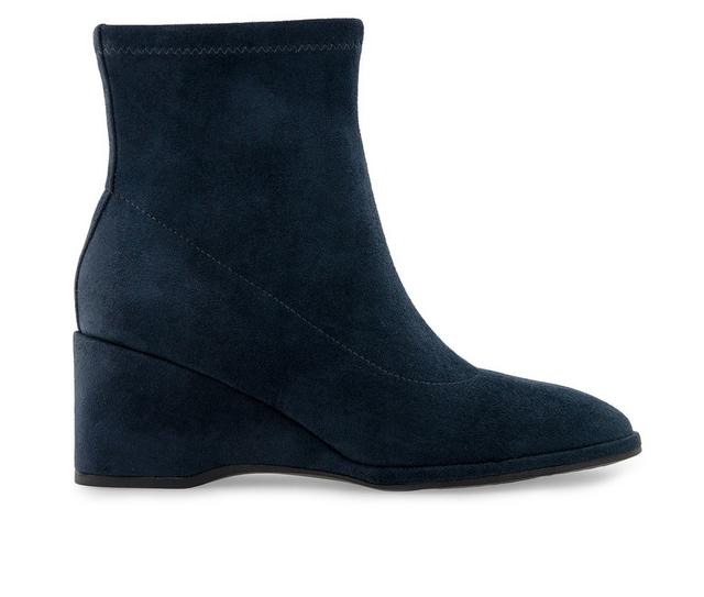 Women's Aerosoles Anouk Wedge Booties in Navy color