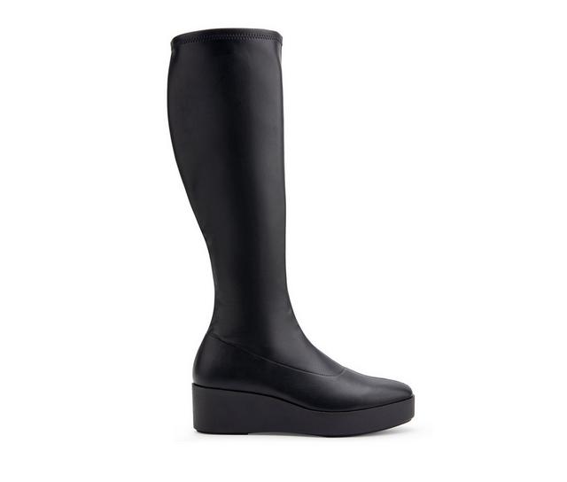 Women's Aerosoles Cecina Wedged Knee High Boots in Black Smooth color