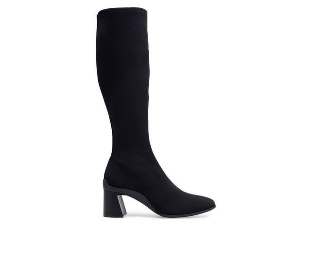 Women's Aerosoles Centola Knee High Heeled Boots in Black Stretch color