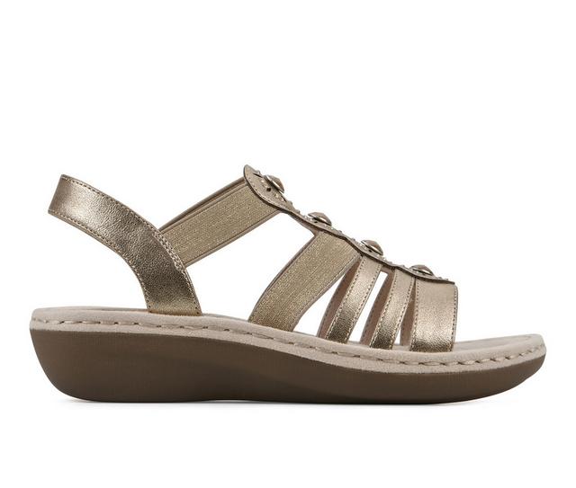 Women's Cliffs by White Mountain Camryn Low Wedge Sandals in Gold color