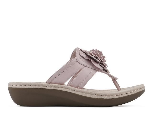 Women's Cliffs by White Mountain Cassia Low Wedge Flip-Flops in Pale Pink color
