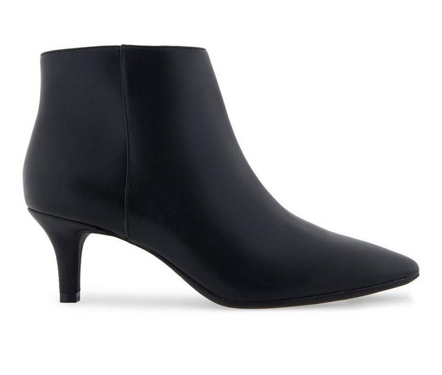 Women's Aerosoles Edith Heeled Booties in Black Smooth color