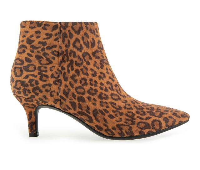 Women's Aerosoles Edith Heeled Booties in Tan Leopard Sue color